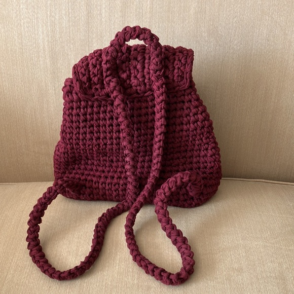 Burgundy Hand Made Backpack Purse - Picture 4 of 4
